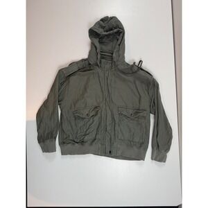 American Eagle Olive Green Military Hooded Bomber Jacket‎ - Women's